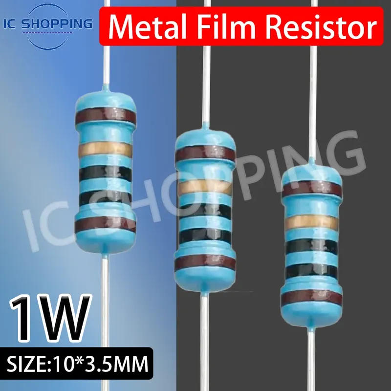 20PCS 1W Metall Film Widerstand Fünf-farbe Ring Power Widerstand 0,1 ~ 1M 2 4,7 10R 47 100 220 360 470 1K 2,2K 10K 22K 4,7K 100K Ohm