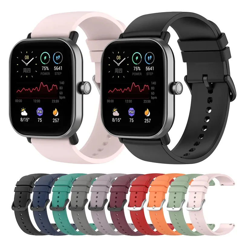 20 mm Silikonarmband für Huami Amazfit GTS 4/2 Mini GTS 3 2e Smart Watch Band für Huami Amazfit Bip 3/Bip U Pro