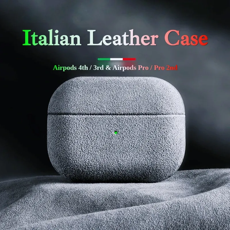 Italienische Wildlederhülle für Airpods Pro 2, für Airpods Pro 3, Airpods 4 3, luxuriöse Kunstleder-All-Inclusive-Hülle