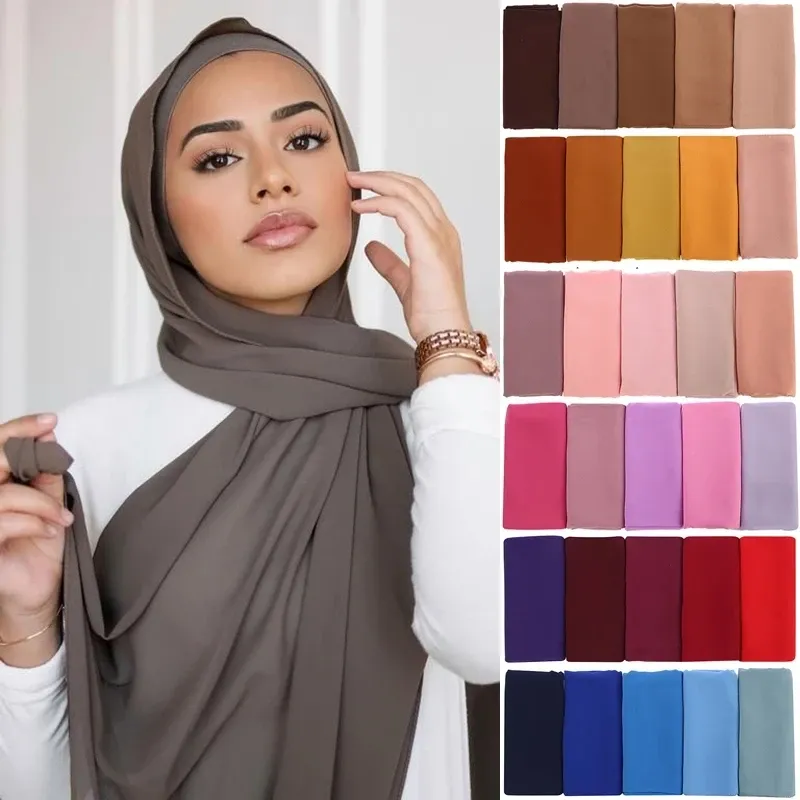 Muslimischen Chiffon Hijab Schal Frauen Lange Einfarbig Kopf Wrap Für Frauen Hijabs Schals Damen Muslimischen Schleier Jersey Hijabs