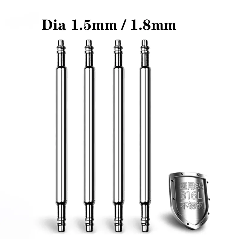 10 Stück Durchmesser 1,5 mm/1,8 mm Federstege Bandverbindungsstifte passend für 16 mm 18 mm 19 mm 20 mm 21 mm 22 mm 24 mm 26 mm 28 mm Uhrenarmband-Armband-Verbindungsstangen