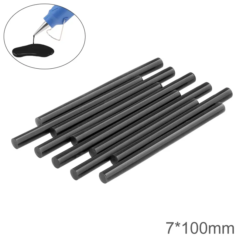 5 Stück 10 Stück schwarze Heißklebestifte 7 mm x 100 mm selbstklebende Heim-DIY-Werkzeuge für Heißklebepistole, Bastelalbum