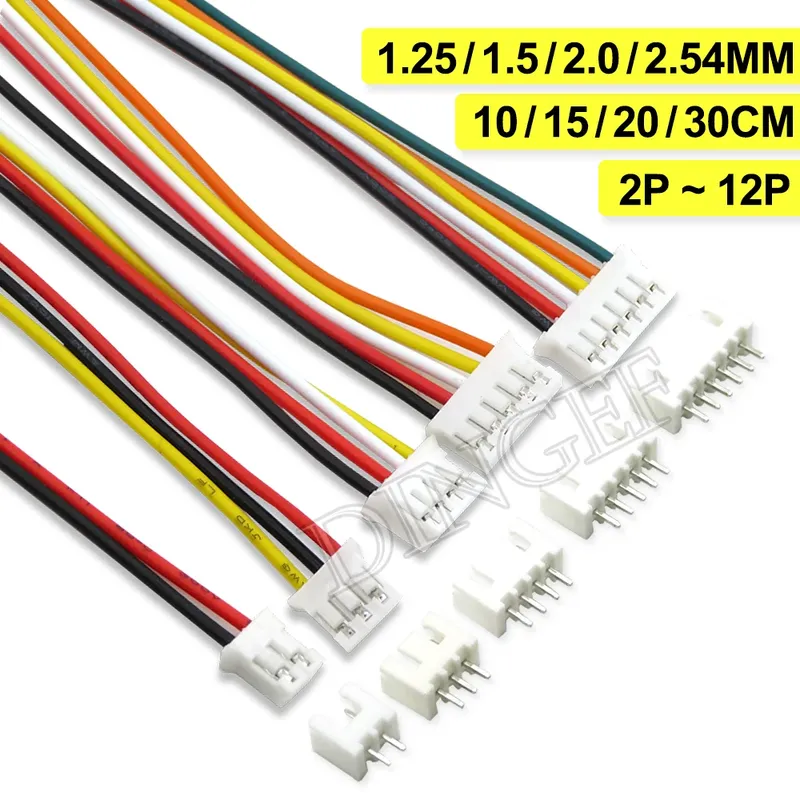 5Sets JST XH2.54 XH ZH PH 1,25mm 1,5mm 2,0mm 2,54mm Draht kabel Stecker 2 3 4 5 6 7 8 9 10 12 PIN männlichen und weiblichen stecker Buchse