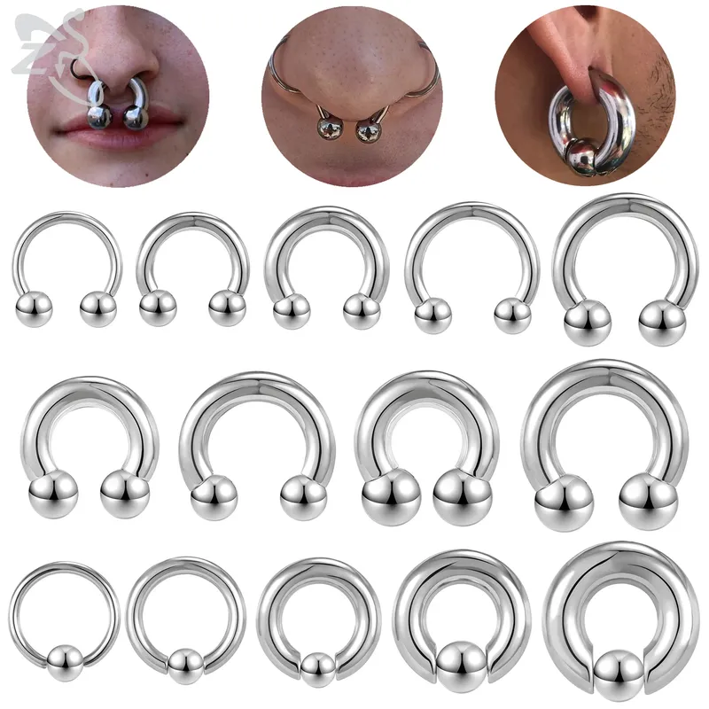 ZS 1 Stück 2/4/6/8G Edelstahl Hufeisen Nasenring Männer Innengewinde Große Gauge Piercings Ohr Expander Septum Piercing