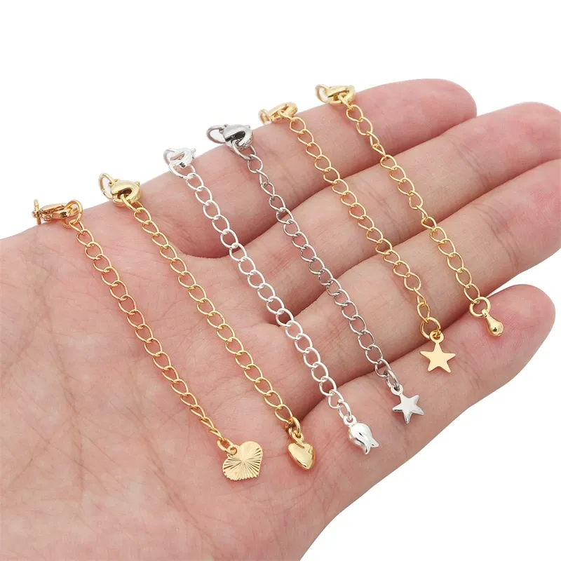 1/2/5 Stück Messing-Verlängerung, verlängerte Schwanzketten mit Karabinerverschlüssen, Verbinder für DIY-Schmuckherstellung, Armband, Halsketten