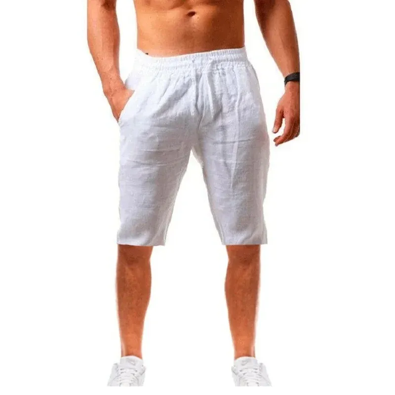 Neue männer Baumwolle Leinen Shorts Hosen Männlichen Sommer Atmungs Einfarbig Leinen Hosen Fitness Streetwear S-3XL