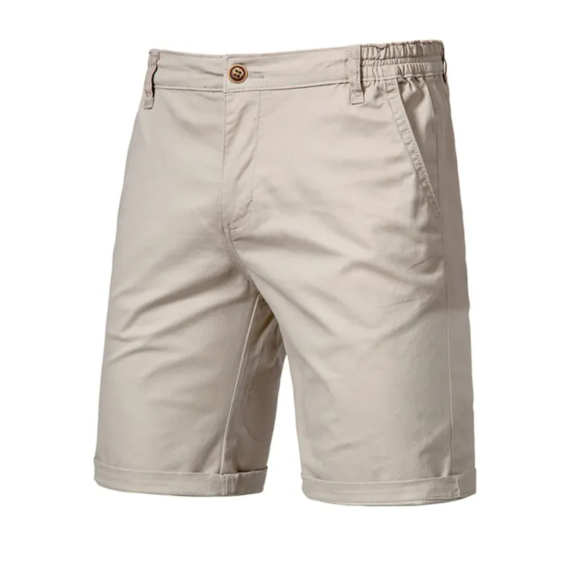 2021 neue Sommer 100% Baumwolle Solide Shorts Männer Hohe Qualität Casual Business Social Elastische Taille Männer Shorts 10 Farben Strand shorts