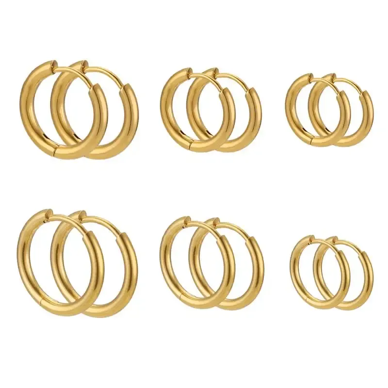10 stücke Edelstahl Kleine Hoops Ohrring Piercing Ohr Knorpel 8-20mm Frauen Männer Edelstahl Runde Kreis Pendientes