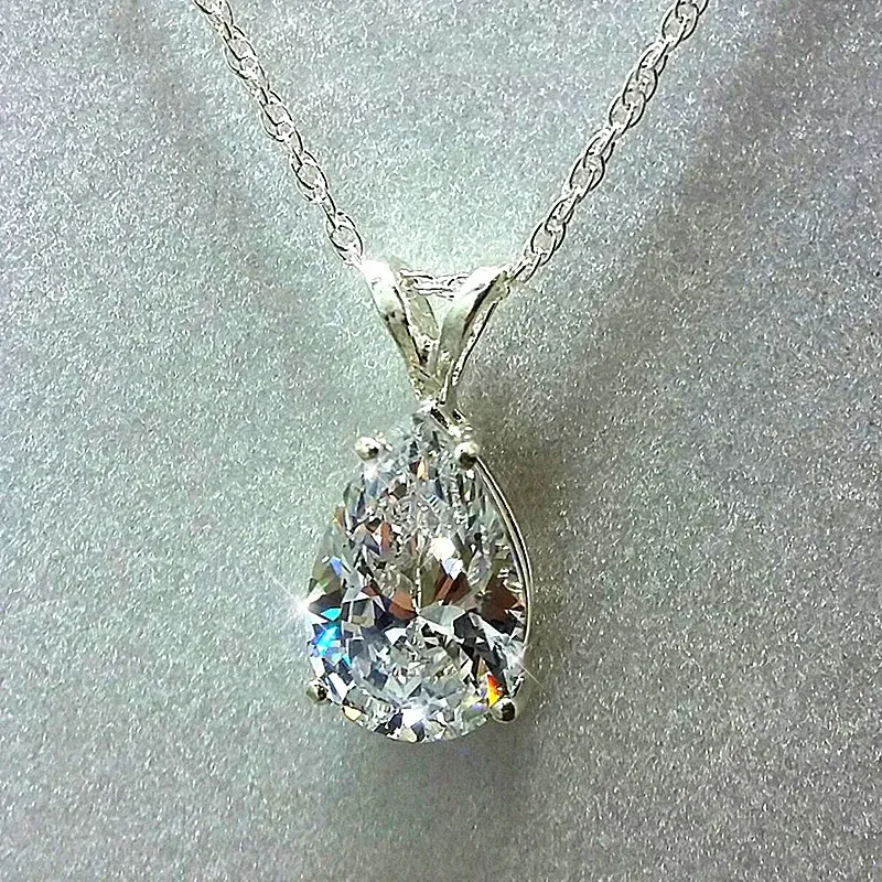 Huitan Wassertropfen-Kubikzirkonia-Kristall-Damen-Halskette, schlicht und elegant, weibliche Accessoires, Geschenk, Hochzeit, Schmuck, 2021, trendig