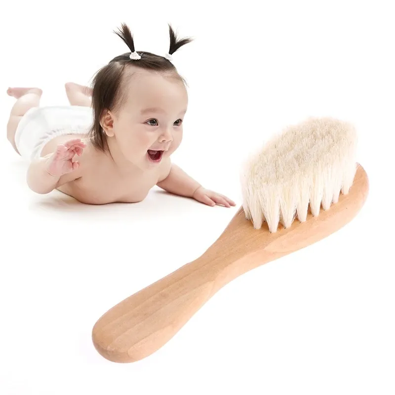 Holzgriff Pinsel Baby Haarbürste Neugeborenen Haarbürste Infant Kamm Kopf-massagegerät