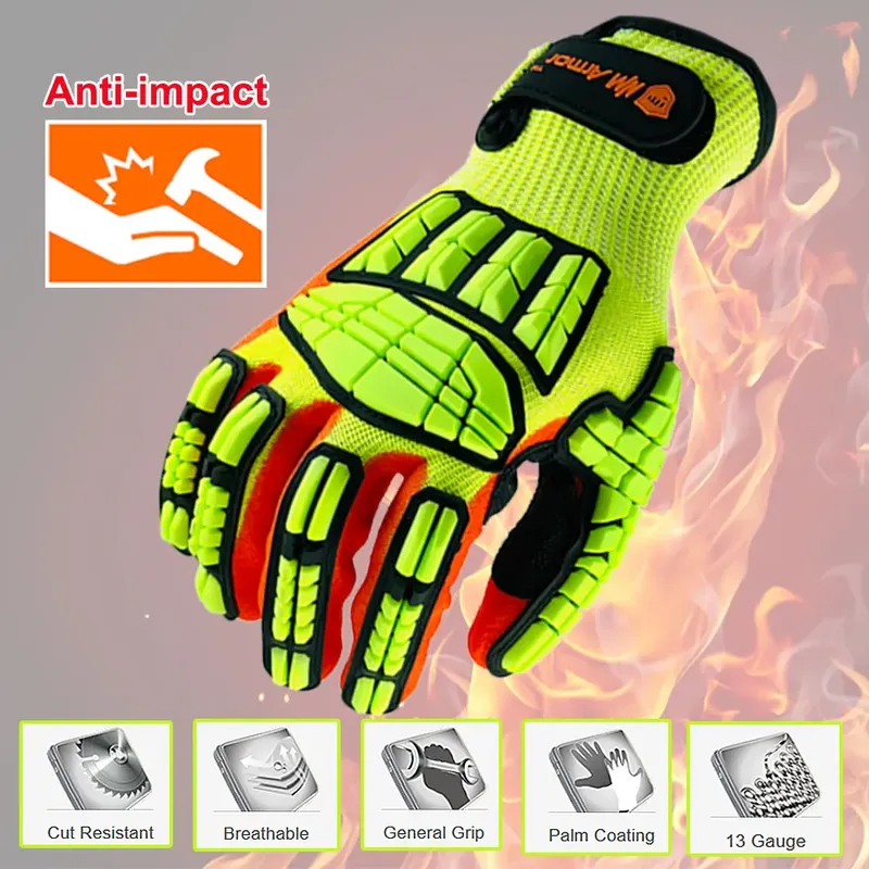 NMSafety Anti-Vibrations-Schutz-Arbeitshandschuhe, schnittfest, hochwertig, mit ölbeständigem Handflächenhandschuh aus Nitril getaucht