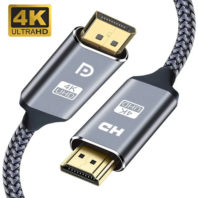DisplayPort-zu-HDMI-kompatibles Kabel, 4K, 30 Hz, DP-zu-HD-Adapter, Display-Port, Video-Audio für PC, HDTV-Projektor, 3 Fuß, 6 Fuß, 10 Fuß