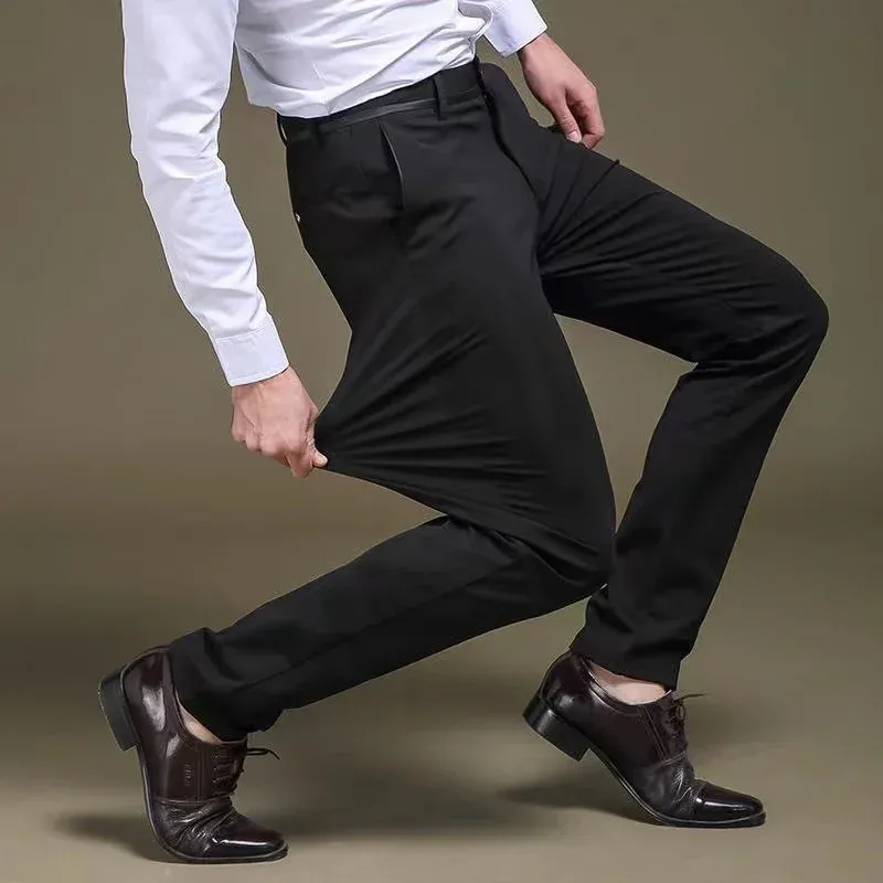 Männer Sommer Mode Business Casual Lange Hosen Anzug Hosen Männliche Elastische Gerade Formale Hosen Plus Große Größe 28-40