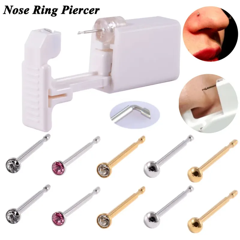 1 Einheit, sichere, sterile Einweg-Piercing-Einheit für Edelstein-Nasenbolzen, neue Generation, sicherer Nasenpiercing-Pistole, Piercer-Maschinen-Set
