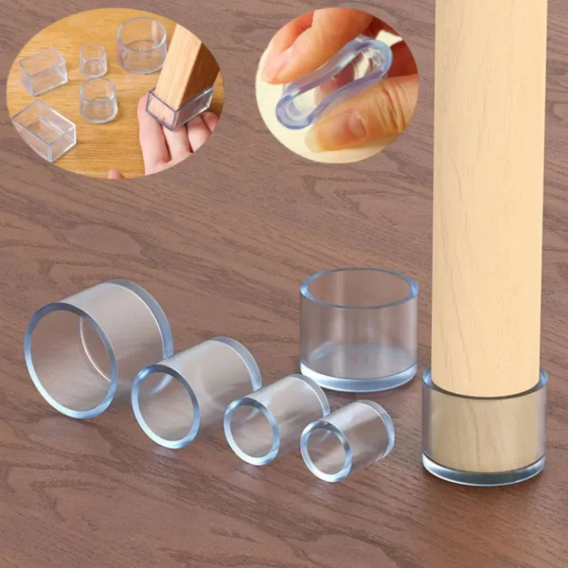 Transparente Stuhlbeinkappen, Gummifüße, Schutzpolster, Möbeltischdeckungen, Socken, Stecker, Abdeckung, Möbelnivellierfüße, Heimdekoration