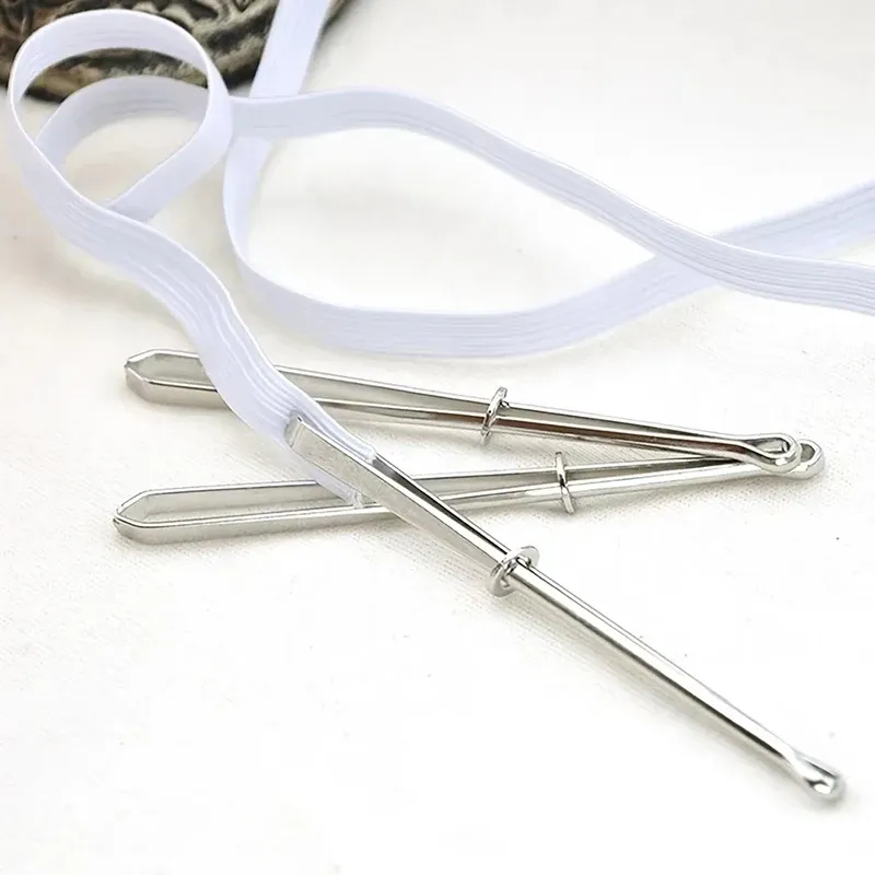 2 stücke Edelstahl Kleidungsstück Clips Nähen DIY Werkzeuge Elastische Band Band Punch Kreuz Stich Einfädler Tragen Seil Elastische Klemme