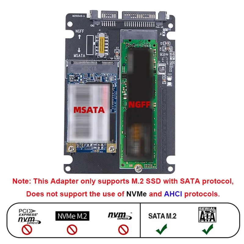 M.2 NGFF SSD MSATA-Protokoll zu seriellem Port Externe integrierte Festplattenbox Msata zu Sata 3 3.0 Dual-Disk-Umschaltung mit Schalter