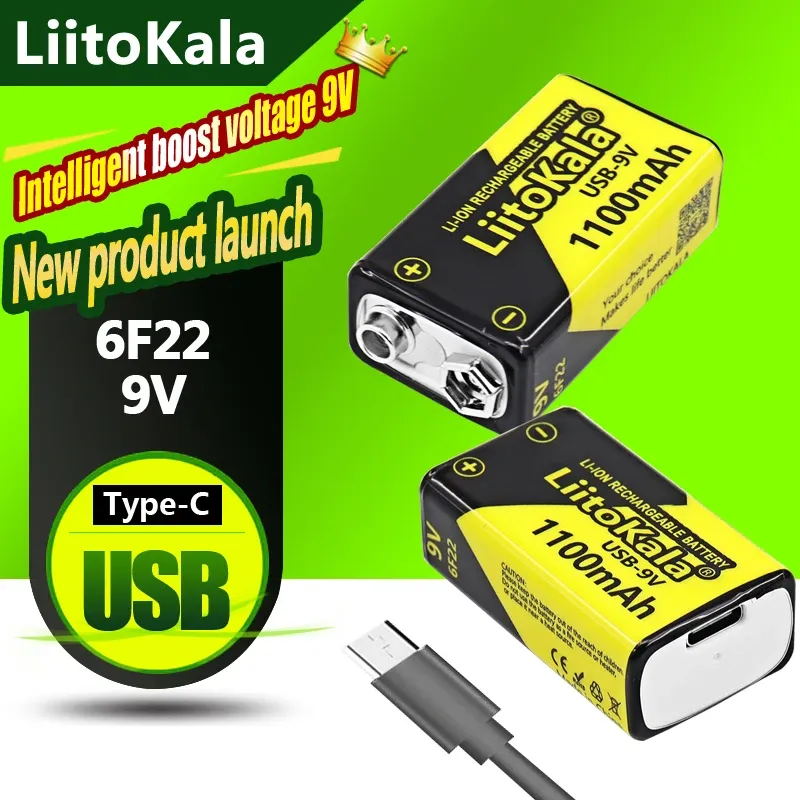1-16 Stück LiitoKala 9V 1100mAh Li-Ionen-Akku USB 9V Akku für Multimeter Mikrofon Spielzeug Fernbedienung KTV Verwendung