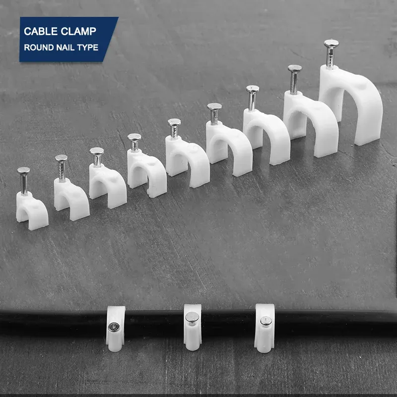 100 Stück Kreis Nagel clip Draht Management Clamp weiß Befestigung runde Stahl nagel Wandbehang Kabel clips 4/5/6/7/8/9/10/12mm