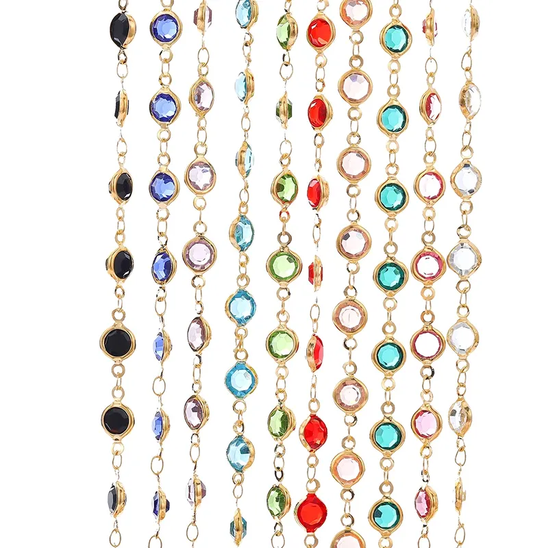 1 Meter 6 mm bunte Kristallperlen Perlenkette Glasperle KC Gold Halskette Kette für DIY Schmuckherstellung Handwerk Zubehör