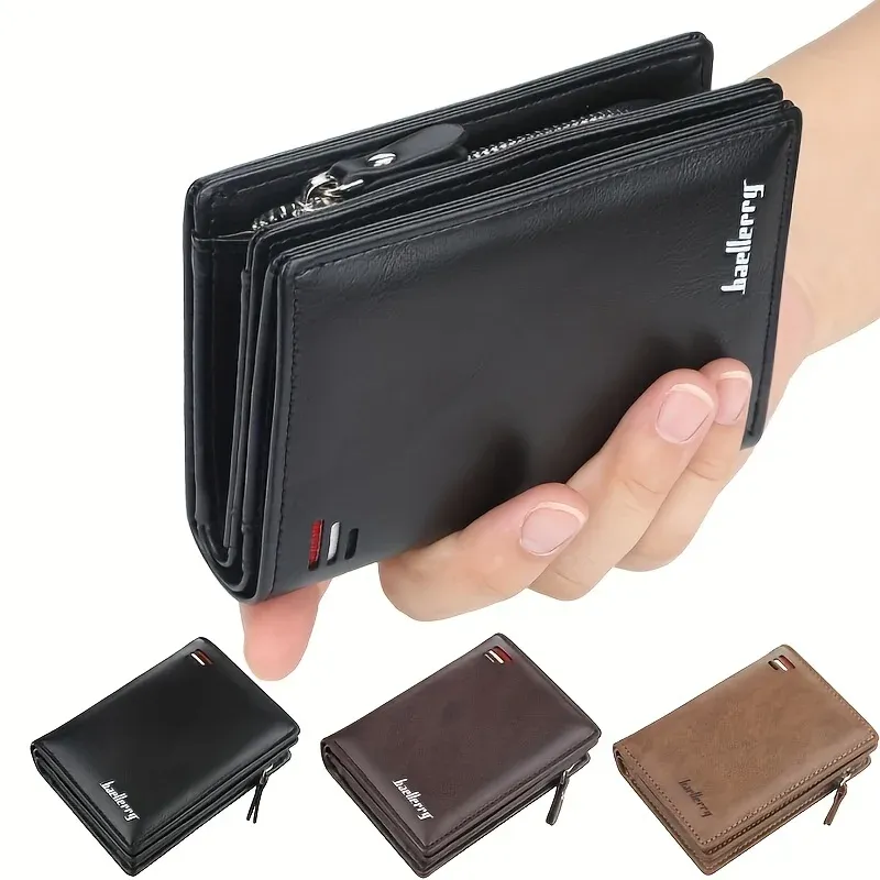 Baellerry Neue Männer PU Leder Kurze Brieftasche Mit Zipper Münzfach Vintage Große Kapazität Männlichen Kurzen Geld Geldbörse Karte Halter