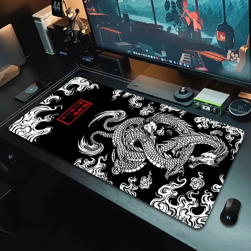 Japanischer Drache, großes Gaming-Mauspad, Tastatur, Gamer-Mauspad auf dem Tisch, Geschwindigkeit, Schreibtischunterlage, Anime-Mauspads, Drachenmuster