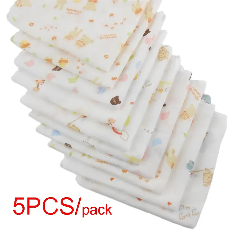 5 stücke Pack 31*31 cm 100% Baumwolle Gaze Cartoon Neugeborenen Baby Gesicht Hand Bade Handtuch Lätzchen Fütterung taschentuch Platz Handtücher