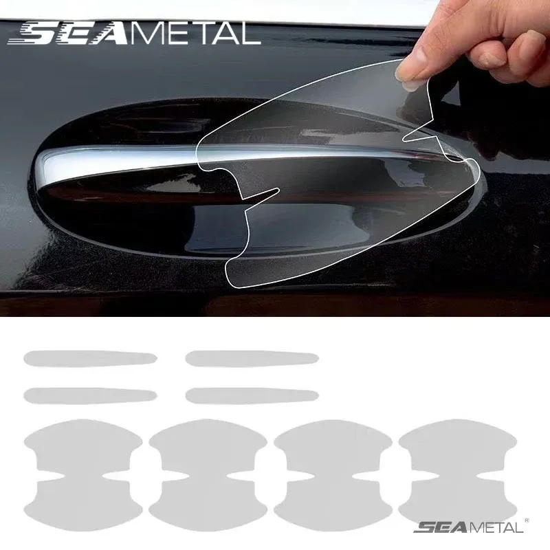 SEAMETAL 8PCS Universal Auto Türgriff Schüssel Kratzschutz Aufkleber Transparent Auto Griff Anti-kollision Schutz Streifen