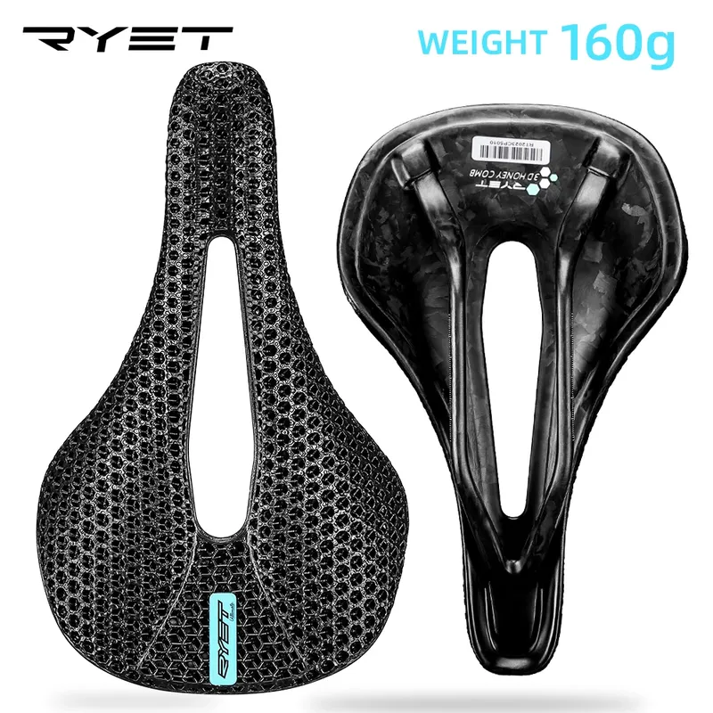 RYET 3D Gedruckt Fahrrad Carbon Sattel 140mm 142mm Super Licht Straße MTB Racing EVA Sättel Fahrrad Sitzkissen radfahren Sitzteil