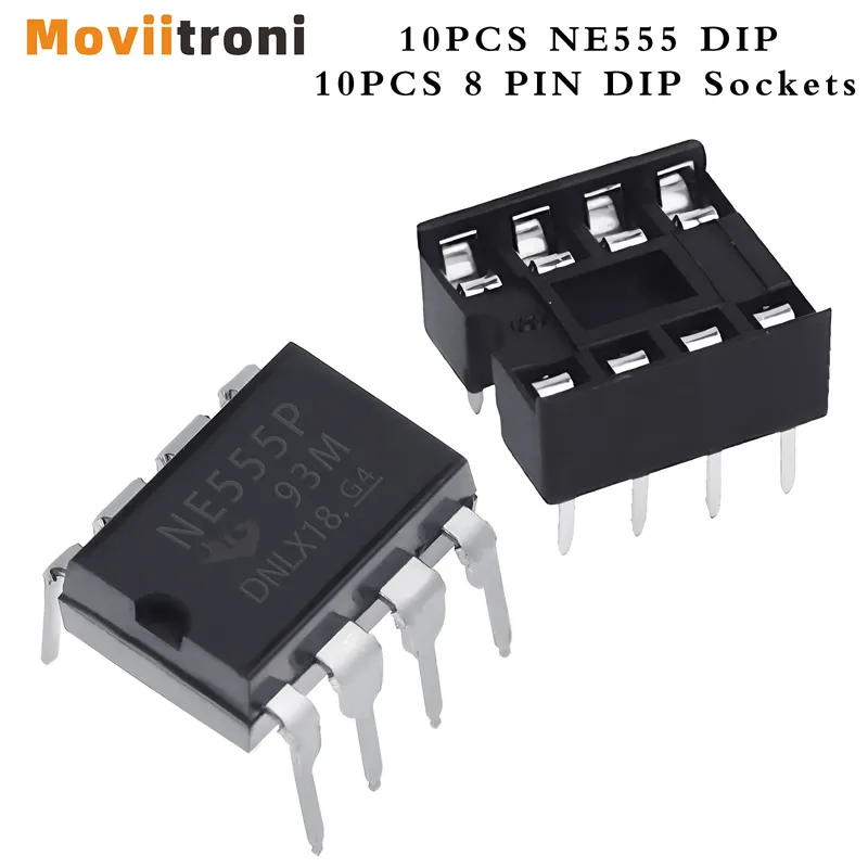 20/50 Stück (10/25 je) NEU NE555 NE555P IC 555 Timer-Programmier-Oszillator-Chip 8-polige DIP-8-Sockel für Impulsgenerator