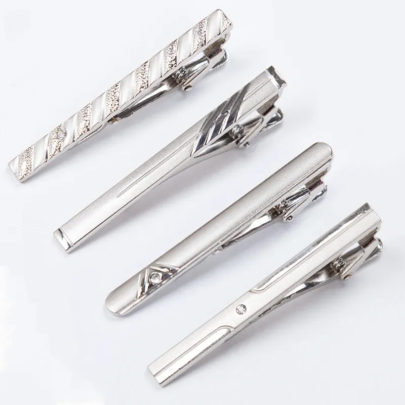Männer Metall Silber Farbe Krawatte Clip Für Hochzeit geschenke Krawatte Verschluss Clip Gentleman Krawatten Bar Kristall Krawatte Pin Für männer Zubehör