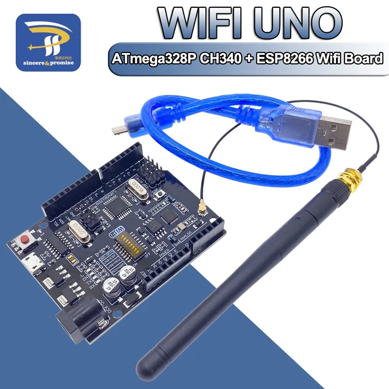 UNO + WiFi R3 ATmega328P + ESP8266 CH340 (32Mb speicher) 6V-9V USB-TTL CH340G Für Arduino NodeMCU WeMos Eine Entwicklung bord