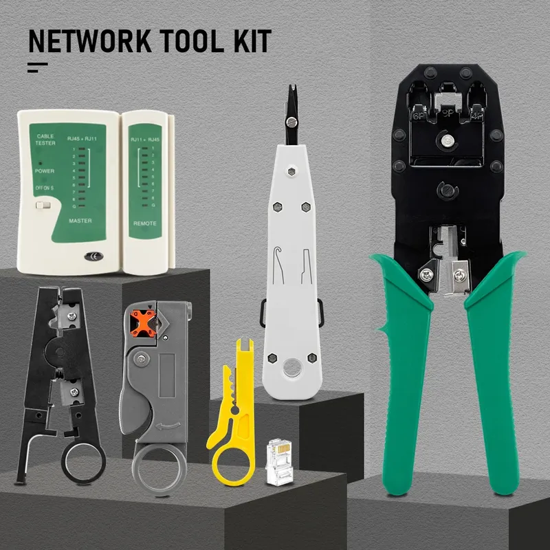 RJ45 Crimper Lan Tester Tool Set Ethernet Kabel Stripper Punch Down Tool RJ 45 RJ11 Anschlüsse 12-in-1 Verkabelungsreparaturset