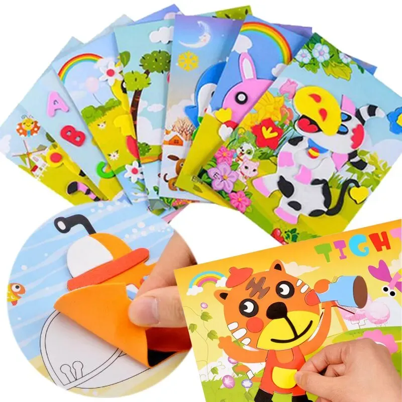 DIY Cartoon Tier 3d Eva Schaum Aufkleber Puzzle 20 Arten handgemachte frühe Lernen Lernspiel zeug für Kinder Kinder Geschenk