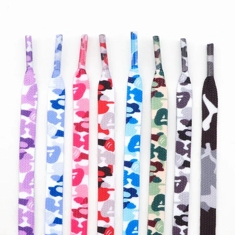 Bunte Schnürsenkel, Camouflage-Druck, flache Schnürsenkel für Turnschuhe, AJ1 und AF1, Stiefel für Herren und Damen, Freizeit-Schnürsenkel-Zubehör
