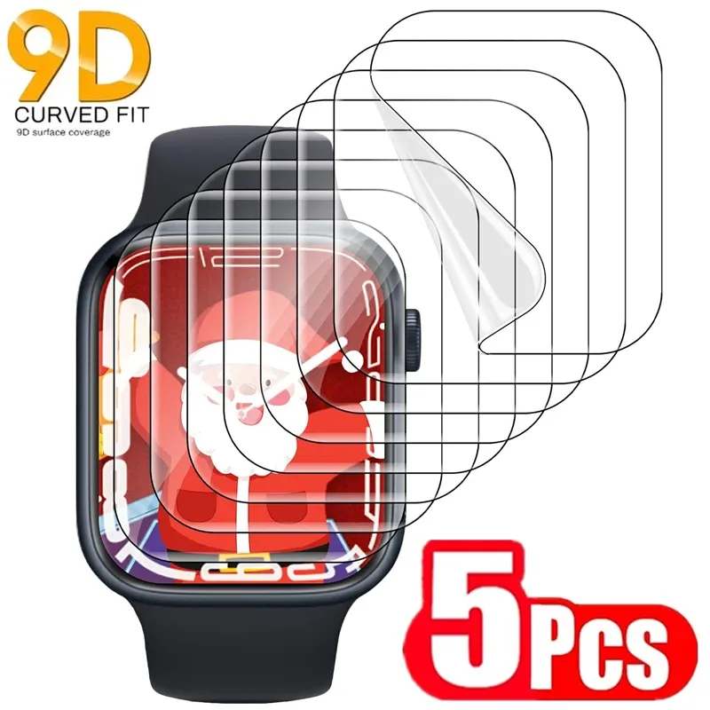 5 Stück Hydro gel folie für Apple Watch 5 6 se 40mm 44mm 42mm 38mm Displays chutz folie Apple Watch Ultra 49mm 7 8 9 41mm 45mm 10 42/46mm