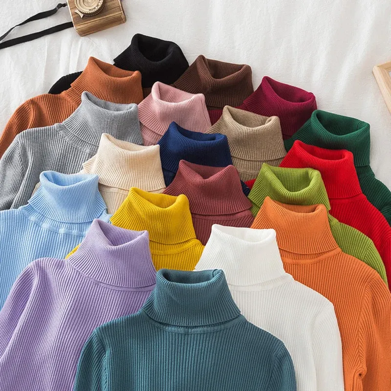 Frauen Rollkragenpullover Gestrickte Weiche Pullover kaschmir Jumper Grundlegende Solide Weiche Pullover Frauen Herbst Winter Casual Top