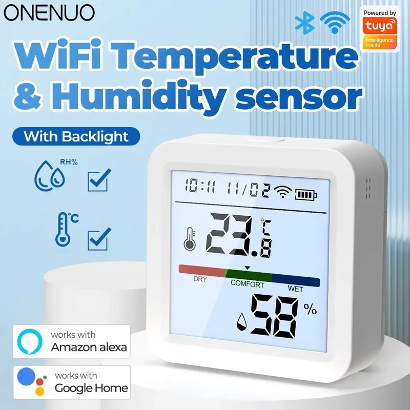 Tuya neue wifi temperatur feuchtigkeit sensor smart life hintergrund beleuchtung hygrometer thermometer sensor unterstützung alexa google home assistent