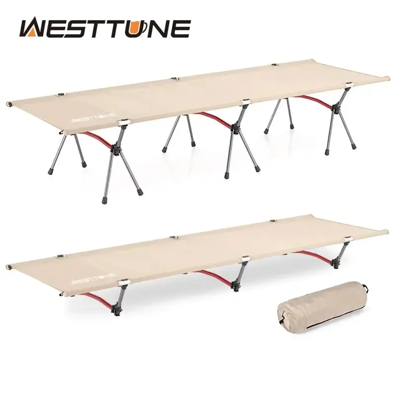 WESTTUNE Campingbett, tragbares Klappbett, ultraleichtes Schlafbett aus Aluminiumlegierung für Outdoor-Wandern, Rucksackreisen, Reisen
