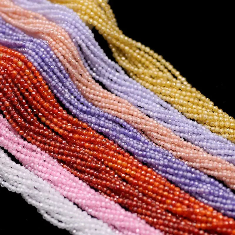 1 Strang 2 MM DIY Naturstein Zirkon Facettierte Runde Lose Perlen Für Die Herstellung Von Frauen Anhänger Armband Halskette Schmuck zubehör