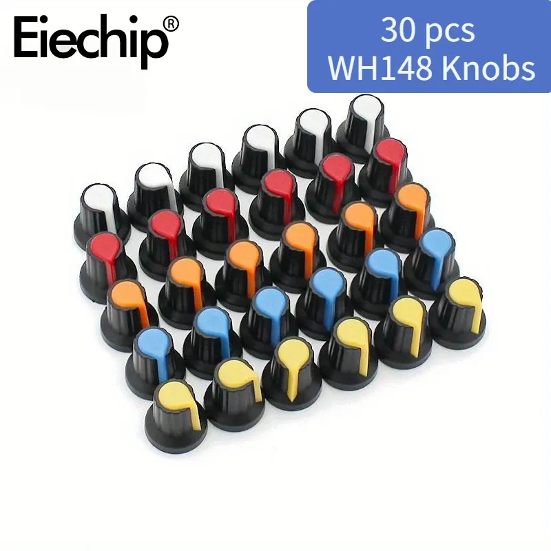 30 teile/los WH148 Potentiometer knöpfe 15X17mm 6mm Potentiometer Kunststoff Knöpfe Kappe 5 farben Gelb Orange blau Weiß Rot
