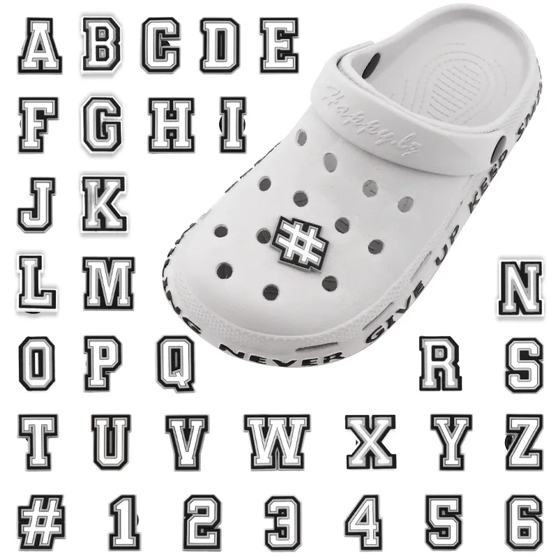 Buchstaben-Schuhanhänger für Clog-Sandalen, Schuhdekoration 0-9 #   Zahl Alphabet ABC-Z Charaktere DIY Schuhe Pins für Jungen Mädchen Männer Frauen
