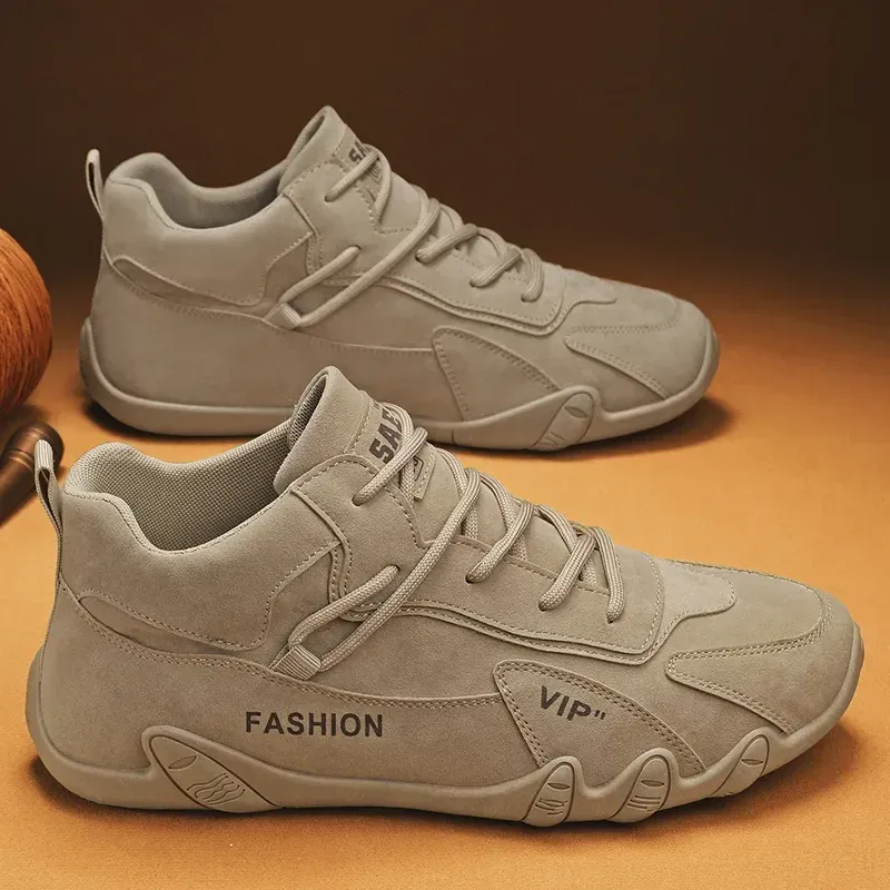 Stiefeletten für Männer 2025, Frühling, Mann, lässige Turnschuhe, rutschfest, Khaki, Arbeit, Herrenschuh, kurze Stiefel, Müßiggänger, Schnürung, Zapatillas Hombre