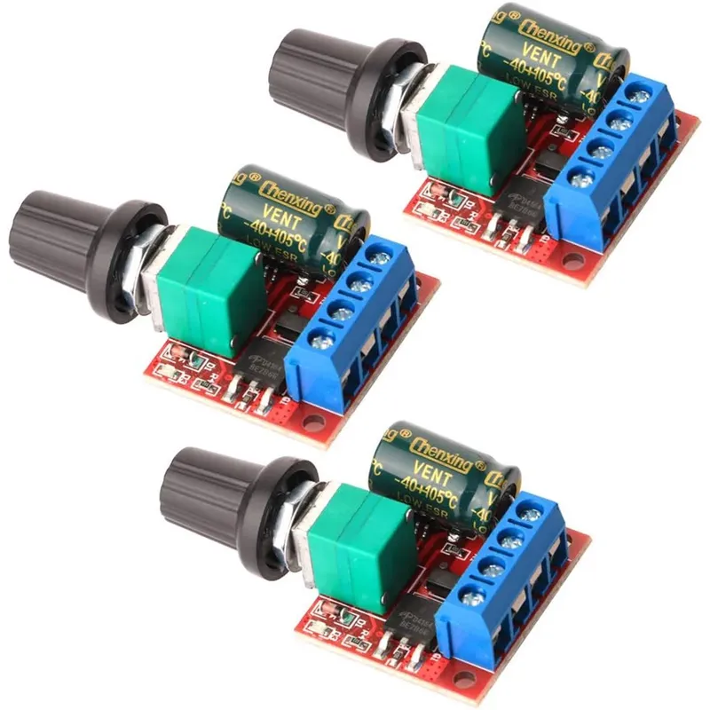 3 Stück Mini-Gleichstrommotor-PWM-Geschwindigkeitsregler, DC 5 V-35 V, 5 A, einstellbares Geschwindigkeitsregler, 6 V, 12 V, 24 V, variabler Spannungsregler
