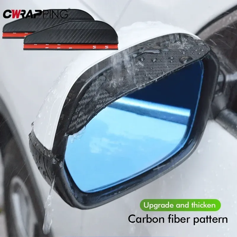 2PCS Auto Rückspiegel Regen Augenbraue Carbon Faser Regen Schild Sonnenschutz Klare Vision Schutz für Auto Spiegel Zubehör