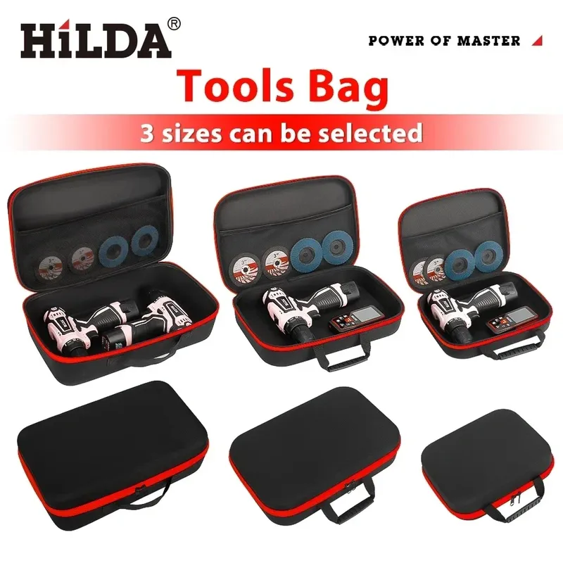 HILDA Werkzeugtasche mit großem Fassungsvermögen, 3 Größen, erhältlich mit roten Kanten, wasserdichte Werkzeugtaschen, Elektriker-Hardware-Werkzeugtasche