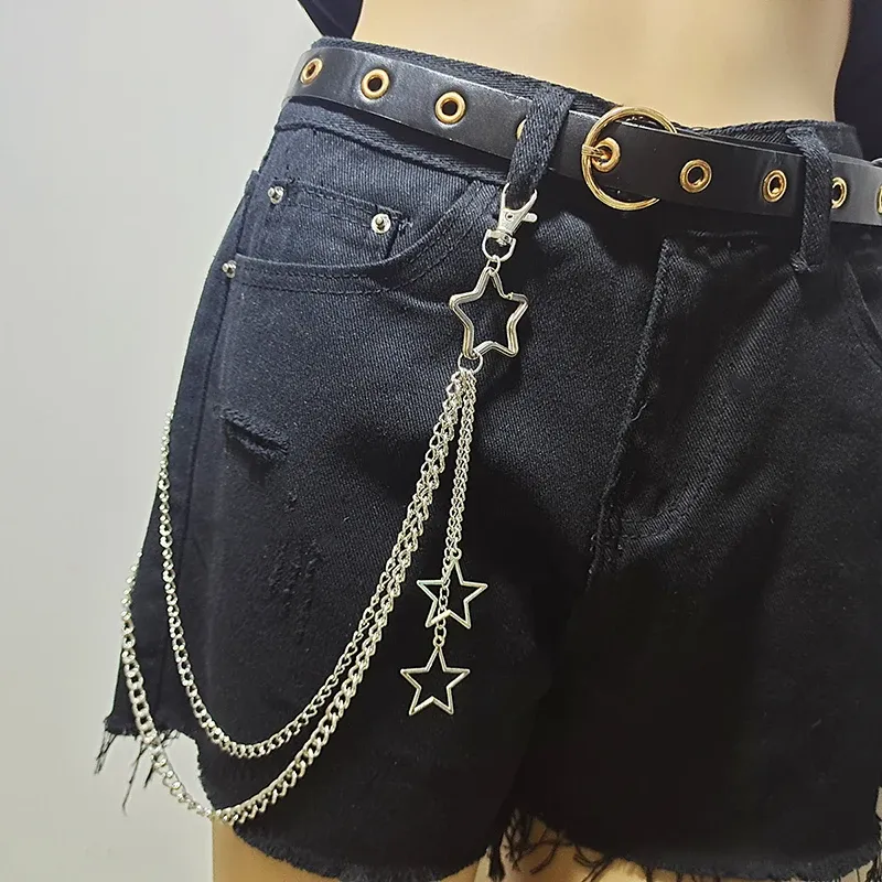 Punk Street Schlüsselanhänger Kette Frauen Männer Mond Stern Nieten Schädel Zubehör Wahl Rock Goth Hosen Taille Gürtel Kette Auf Jeans Jewerly