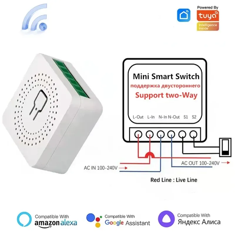 Tuya Mini 16A WiFi Schalter Smart Life App 2-Wege-Steuerung Smart Home Automation Modul Interruptor Arbeit für Alexa Google Home