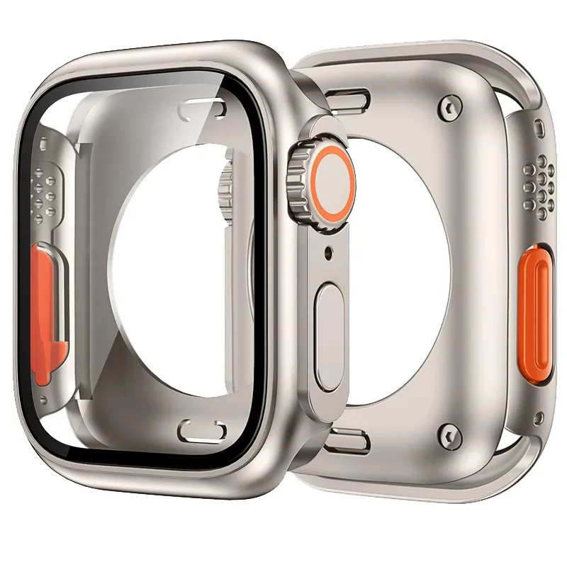 Displayschutzfolie für Apple Watch 44 mm, 45 mm, 40 mm, 41 mm, harte PC-Stoßstangenhülle für iWatch Serie 9, 8, 7, 6, 5, 4 SE, Änderung nach Ultra