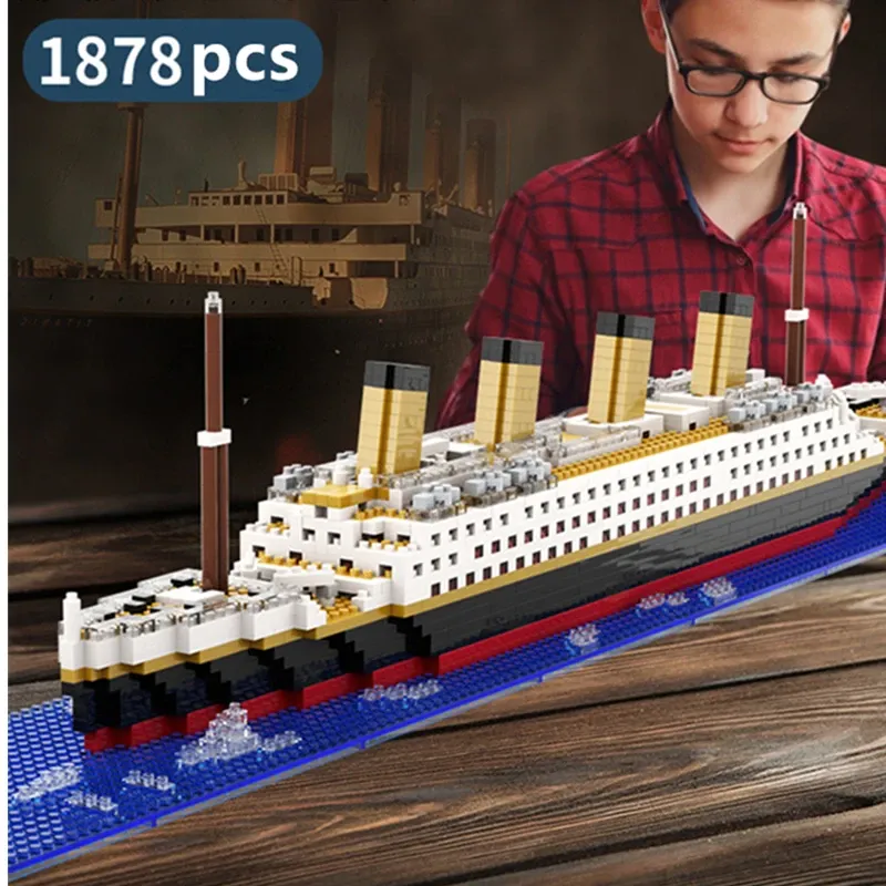 Kleine Partikel Baustein Montage Spielzeug Titanic Riesen Junge Mädchen Puzzle Kreuzfahrtschiff Ziegel Modell Kit Desktop Geburtstag Geschenk Kind